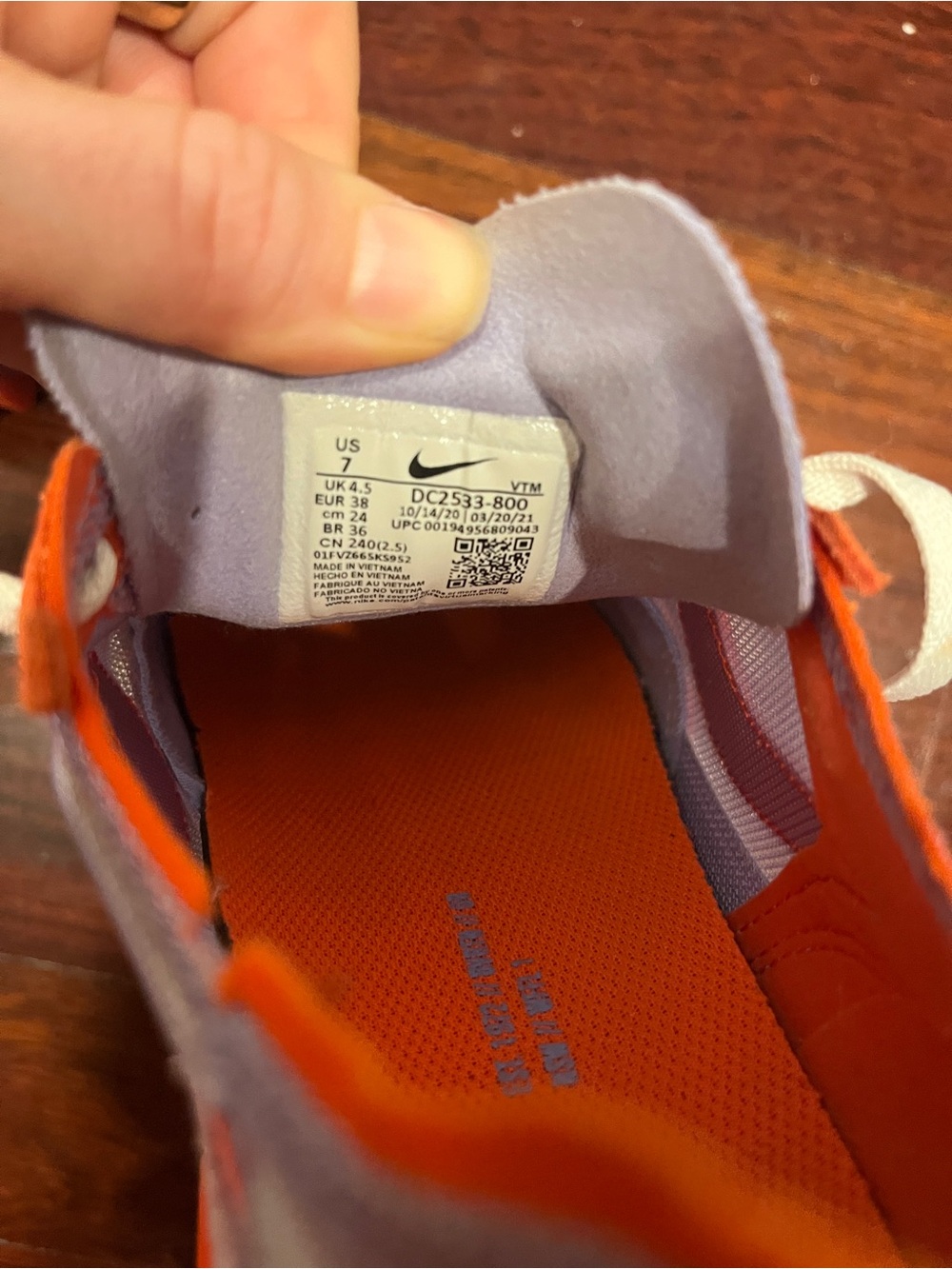 Nike Women's Orange & Lavender Waffle Mesh Trainers - Picture 6 of 6
